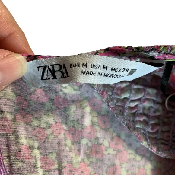 Zara pink floral shorts romper size medium waist 14" - Picture 3 of 5